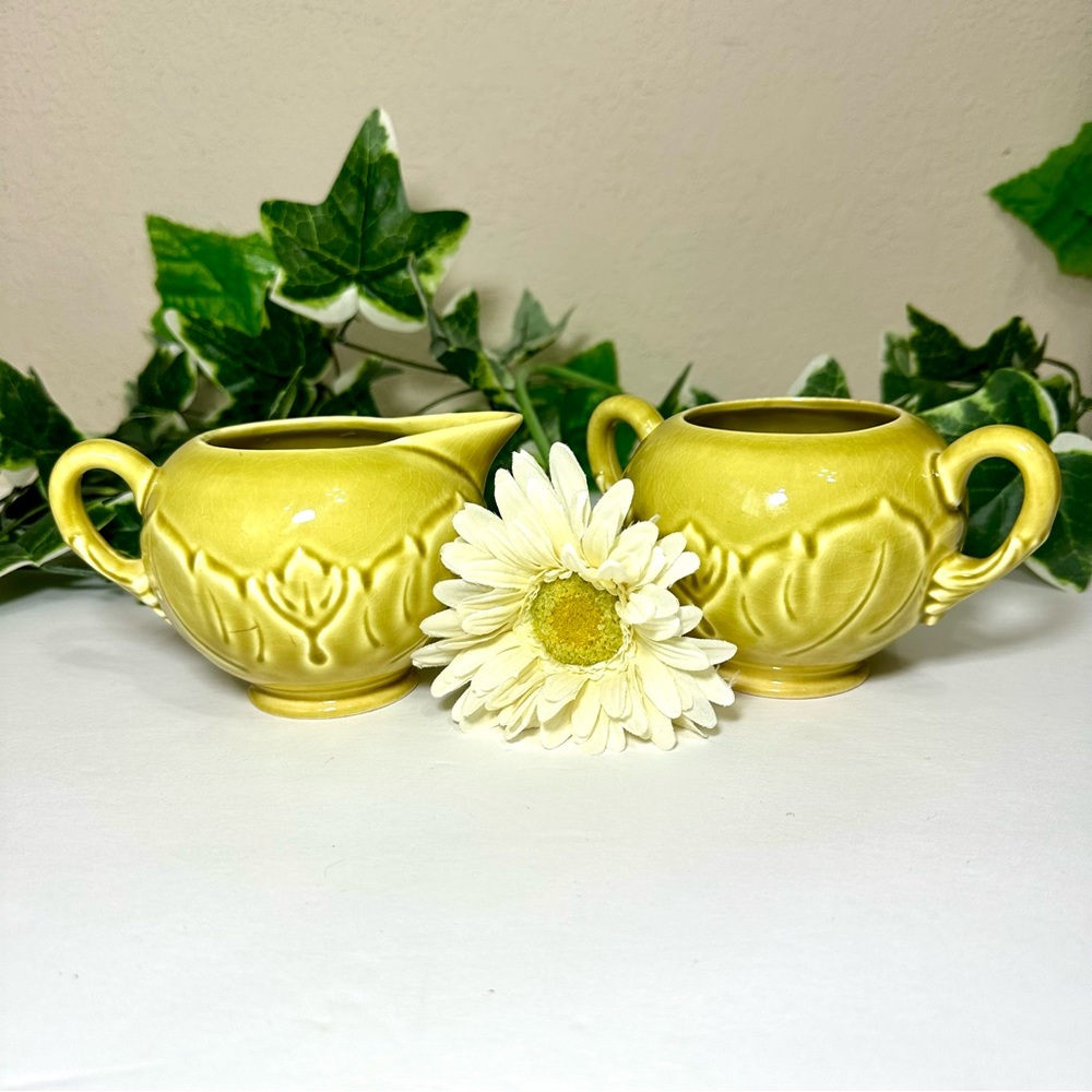 Steubenville Vintage Coffee Tea Sugar Milk Set Woodfield Leaf Design